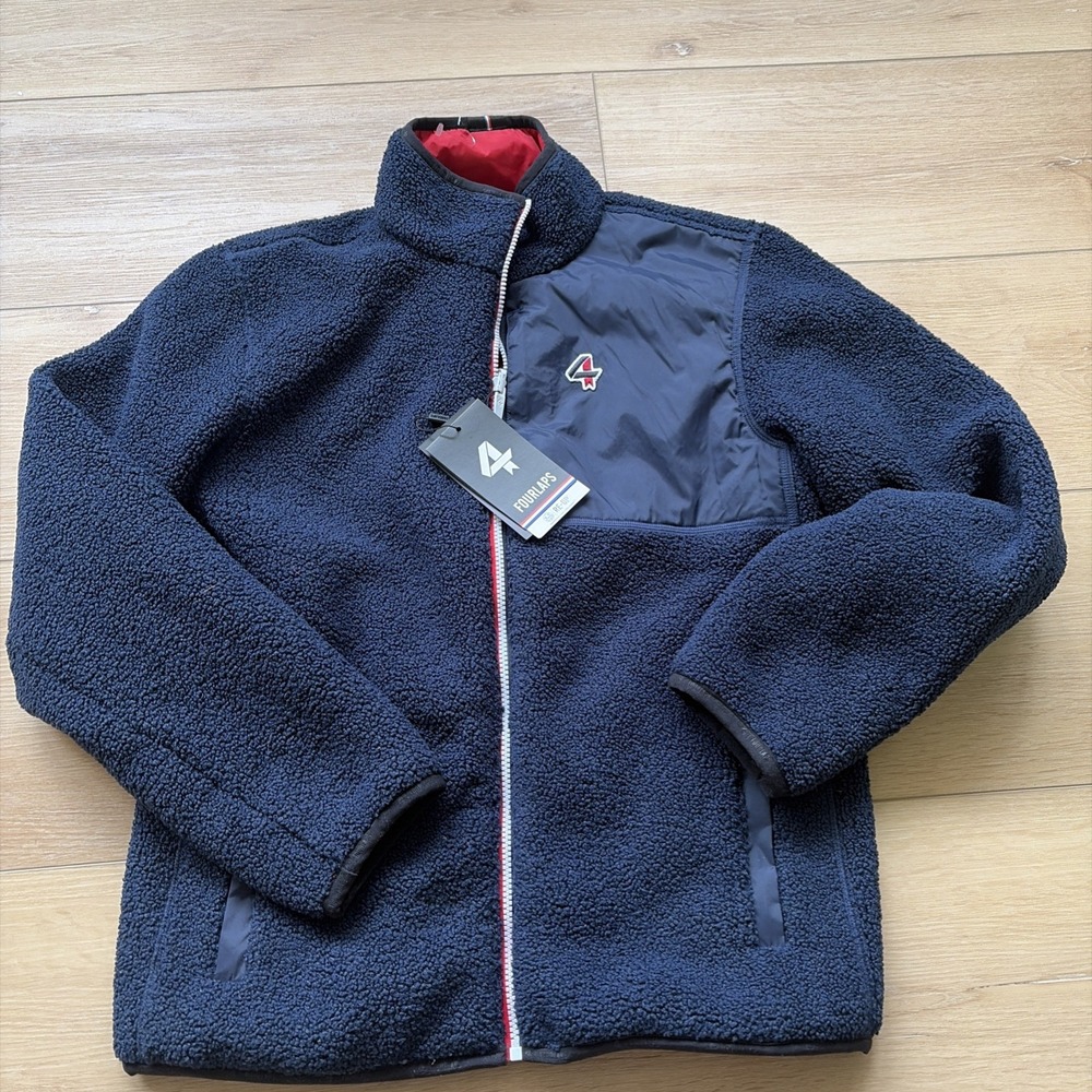 FOUR LAPS 4LAPS Men's Reversible Jacket Size Small Navy Red Sea Sherpa Golf
